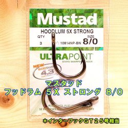 画像1: Mustad（マスタッド） フッドラム ５Ｘ ストロング ８/０ ３本入 インターフックＧＴ２５号相当